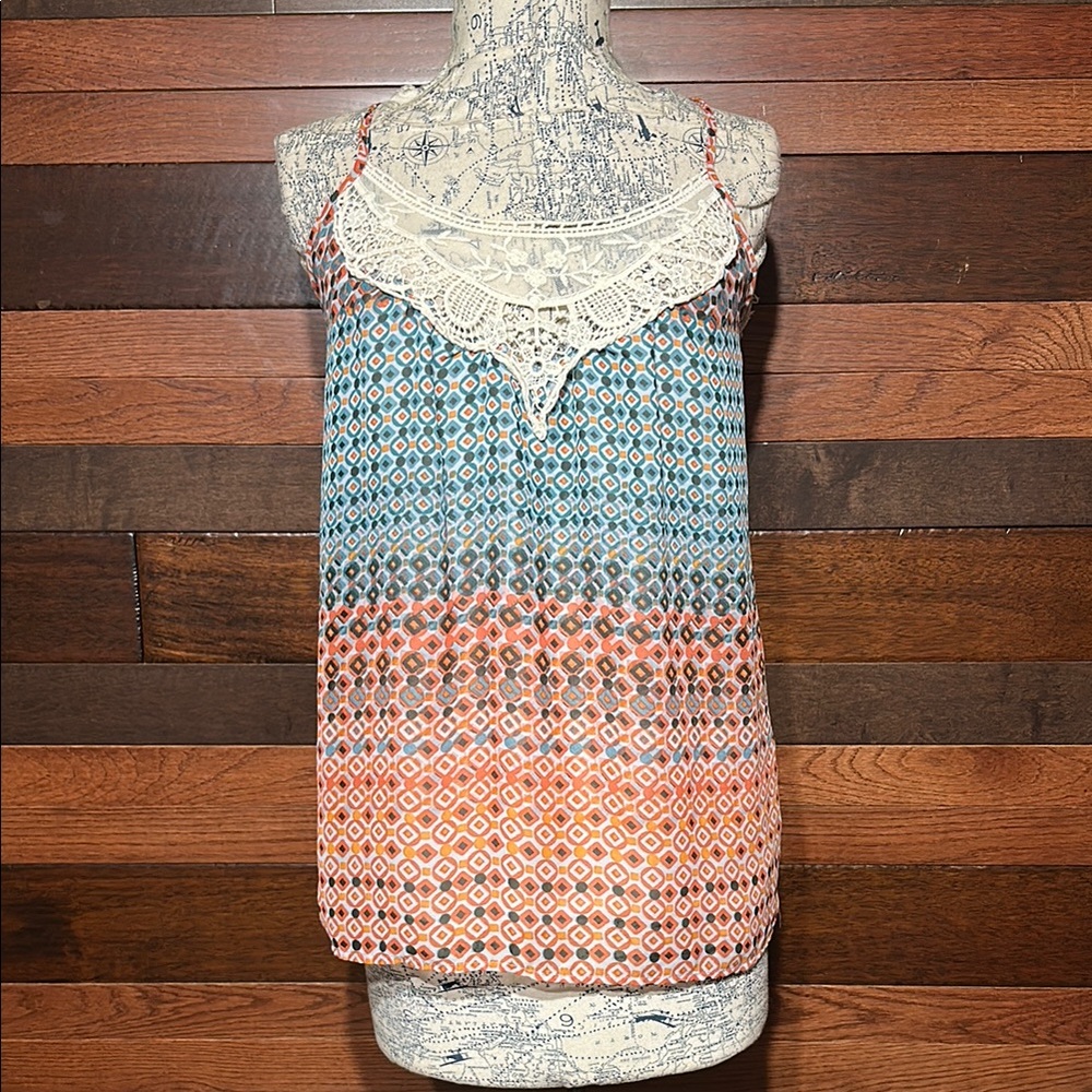 Charlotte Russe Multicolor Camisole with Lace Accent
